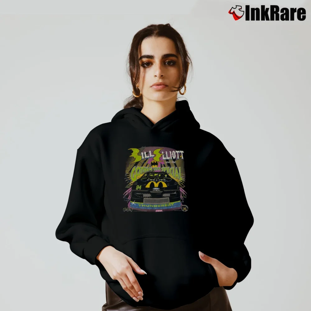 Women’s 1995 Bill Elliott Batman McDonald's NASCAR Cozy Hoodie in black | Warm, Structured, Stylish
