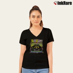 Women’s 1995 Bill Elliott Batman McDonald's NASCAR V-Neck Tee in black | Chic Neckline, Soft Texture