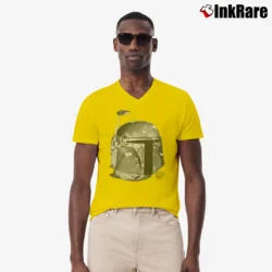 Men’s 1995 Boba Fett Star Wars Changes Mandalorian V-Neck Tee in yellow | Sharp, Breathable, Everyday Staple