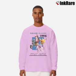 Men’s 1995 Game Freak Pokemon Retro Cartoon Classic Long-Sleeve Shirt in light pink | Sleek, Lightweight, Year-Round Wear