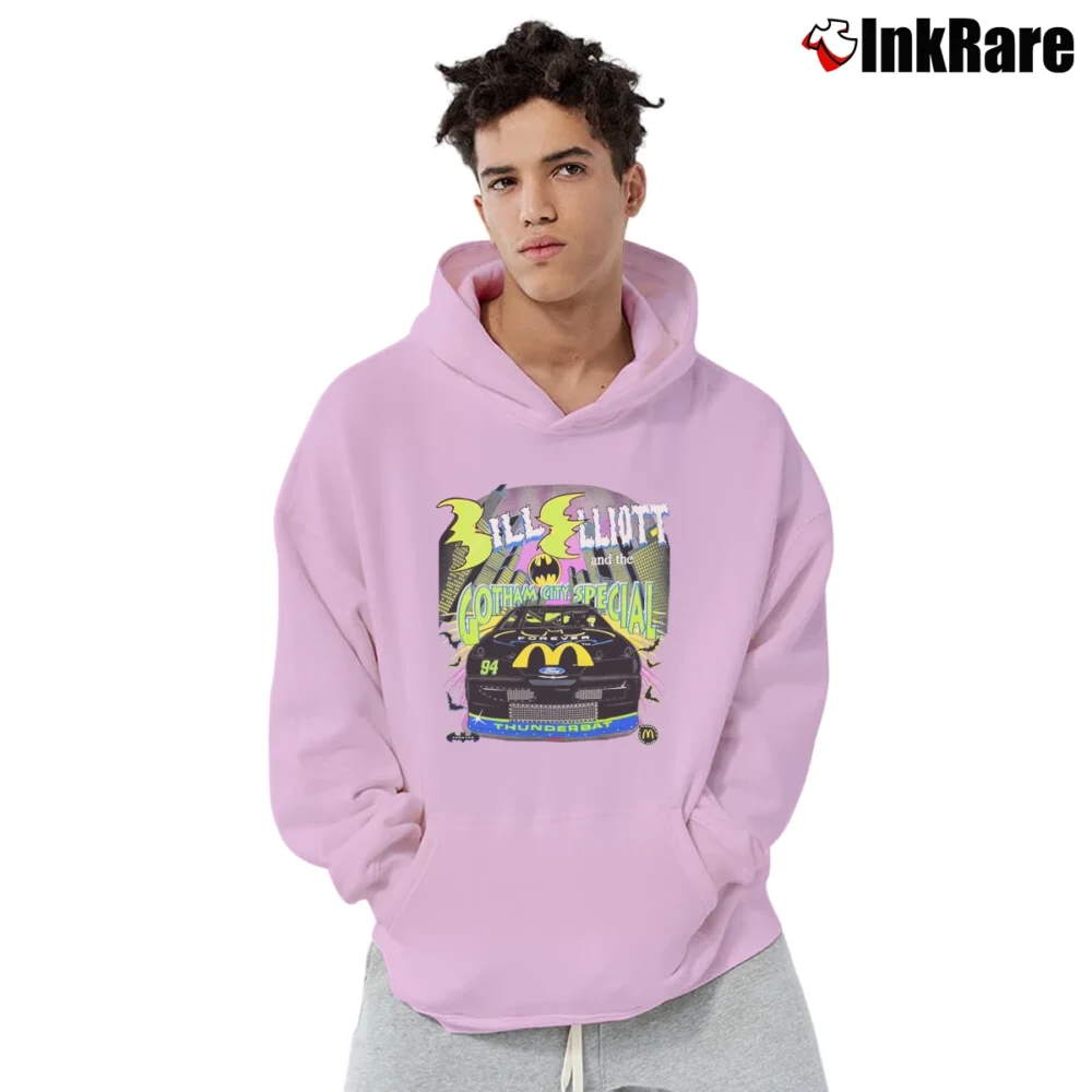 Men’s 1995 NASCAR Batman Bill Elliott Pullover Hoodie in light pink | Cozy, Durable, Modern Fit
