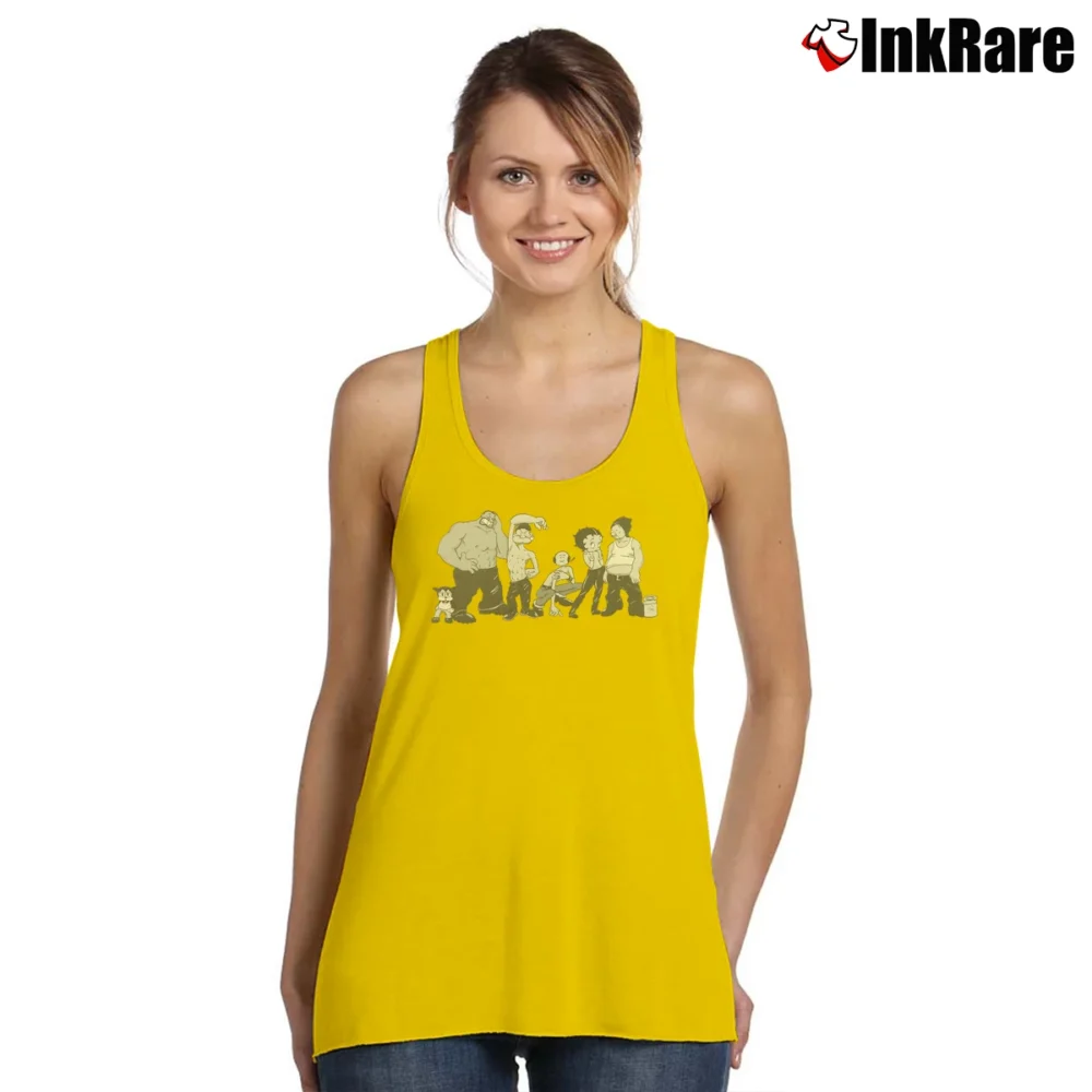 Women’s 1995 Popeye And Betty Boop Cartoon Graphic Tank Top in yellow | Lightweight, Movement-Friendly