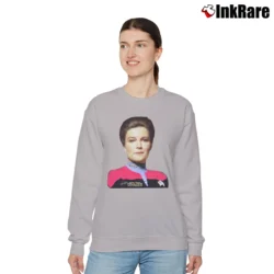 Women’s 1995 Star Trek Captain Kathryn Janeway Sci Fi Graphic Relaxed Sweatshirt in sport grey | Soft, Laid-Back Vibe