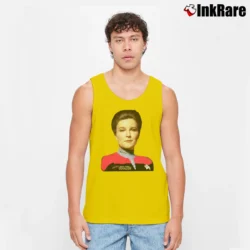 Men’s 1995 Star Trek Captain Kathryn Janeway Sci Fi Graphic Tank Top in yellow | Breathable, Active-Friendly Design