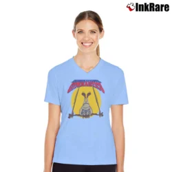 Women’s 1995 Taz Tasmanian Devil Looney Tunes V-Neck Tee in light blue | Chic Neckline, Soft Texture