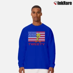Men’s 1995 Tweety Bird Looney Tunes American Flag Long-Sleeve Shirt in royal blue | Sleek, Lightweight, Year-Round Wear