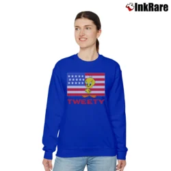 Women’s 1995 Tweety Bird Looney Tunes American Flag Relaxed Sweatshirt in royal blue | Soft, Laid-Back Vibe