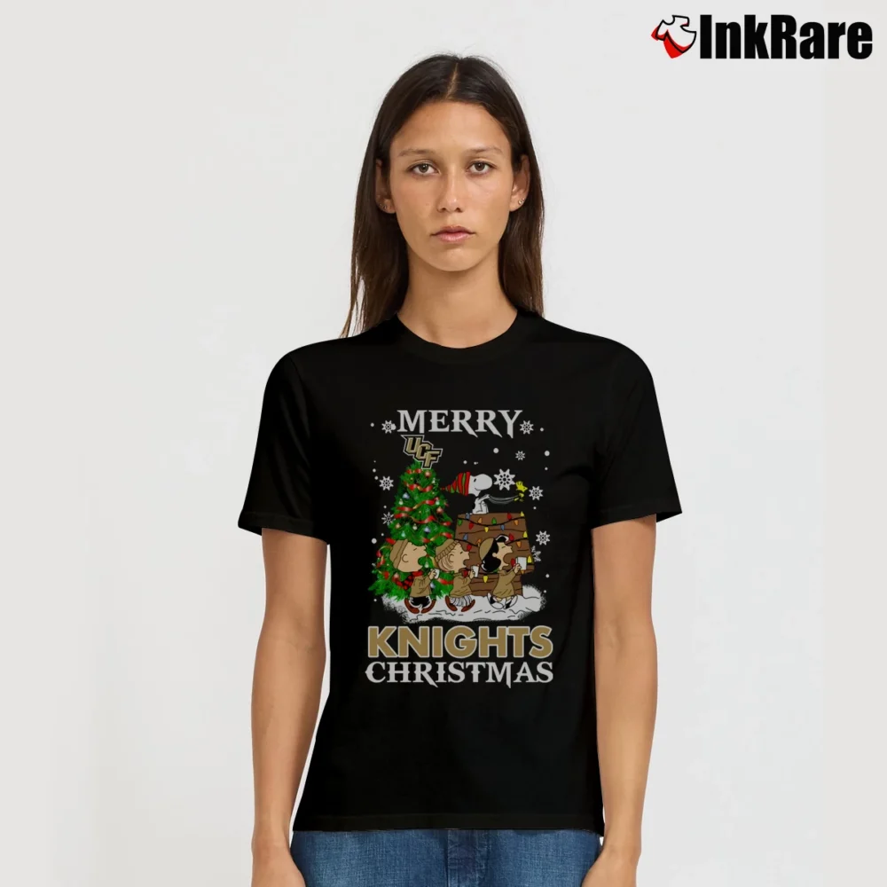 Women’s 1995 UCF Knights Merry Christmas Snoopy Ugly Signature T-Shirt in black | Soft, Flattering Fit