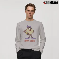Men’s 1996 100% Babe Taz Looney Tunes Cartoon Long-Sleeve Shirt in sport grey | Sleek, Lightweight, Year-Round Wear