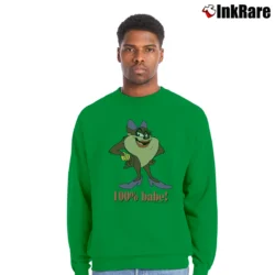 Men’s 1996 100% Babe Taz Looney Tunes Cartoon Crewneck Sweatshirt in irish green | Cozy Fabric, Clean Style