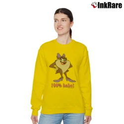 Women’s 1996 100% Babe Taz Looney Tunes Cartoon Relaxed Sweatshirt in yellow | Soft, Laid-Back Vibe