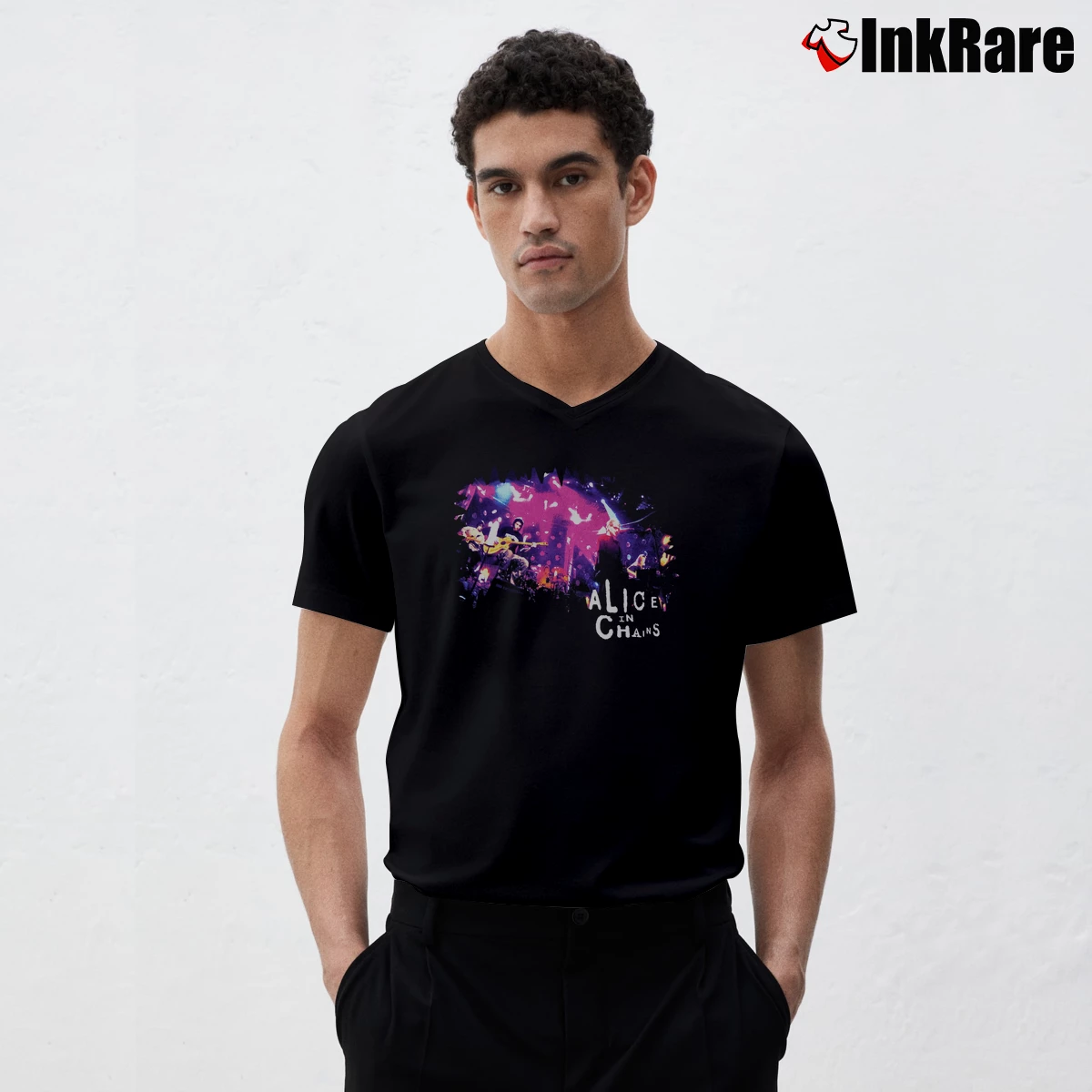 Men’s 1996 Alice In Chains Mtv Unplugged Concert V-Neck Tee in black | Sharp, Breathable, Everyday Staple