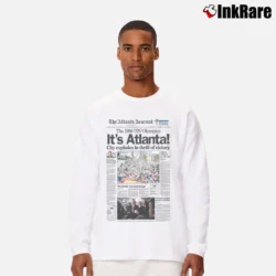 Men’s 1996 Atlanta Olympics Newspaper Long-Sleeve Shirt in white | Sleek, Lightweight, Year-Round Wear