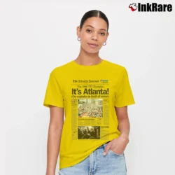 Women’s 1996 Atlanta Olympics Newspaper Signature T-Shirt in yellow | Soft, Flattering Fit