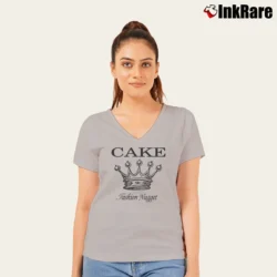 Women’s 1996 Cake Fashion Nugget Band V-Neck Tee in sport grey | Chic Neckline, Soft Texture