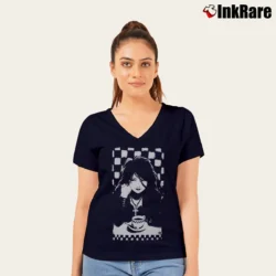 Women’s 1996 Death Sandman DC Marvel Neil Gaiman V-Neck Tee in navy | Chic Neckline, Soft Texture