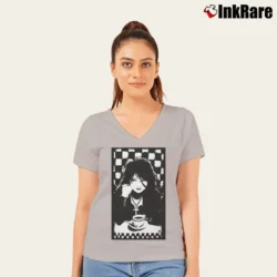 Women’s 1996 Death Sandman DC Neil Gaiman Marvel Rap Classic V-Neck Tee in sport grey | Chic Neckline, Soft Texture