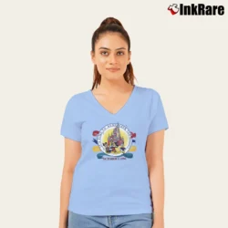 Women’s 1996 Disney Anniversary Mickey Mouse V-Neck Tee in light blue | Chic Neckline, Soft Texture