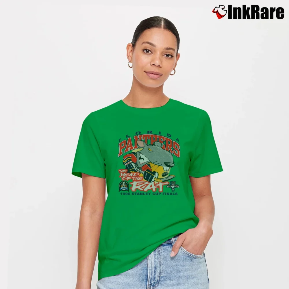 Women’s 1996 Florida Panthers Year Of The Rat Stanley Cup Finals Signature T-Shirt in irish green | Soft, Flattering Fit