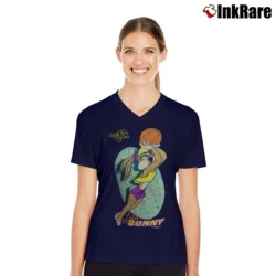 Women’s 1996 Lola Bunny Space Jam Looney Tunes V-Neck Tee in navy | Chic Neckline, Soft Texture