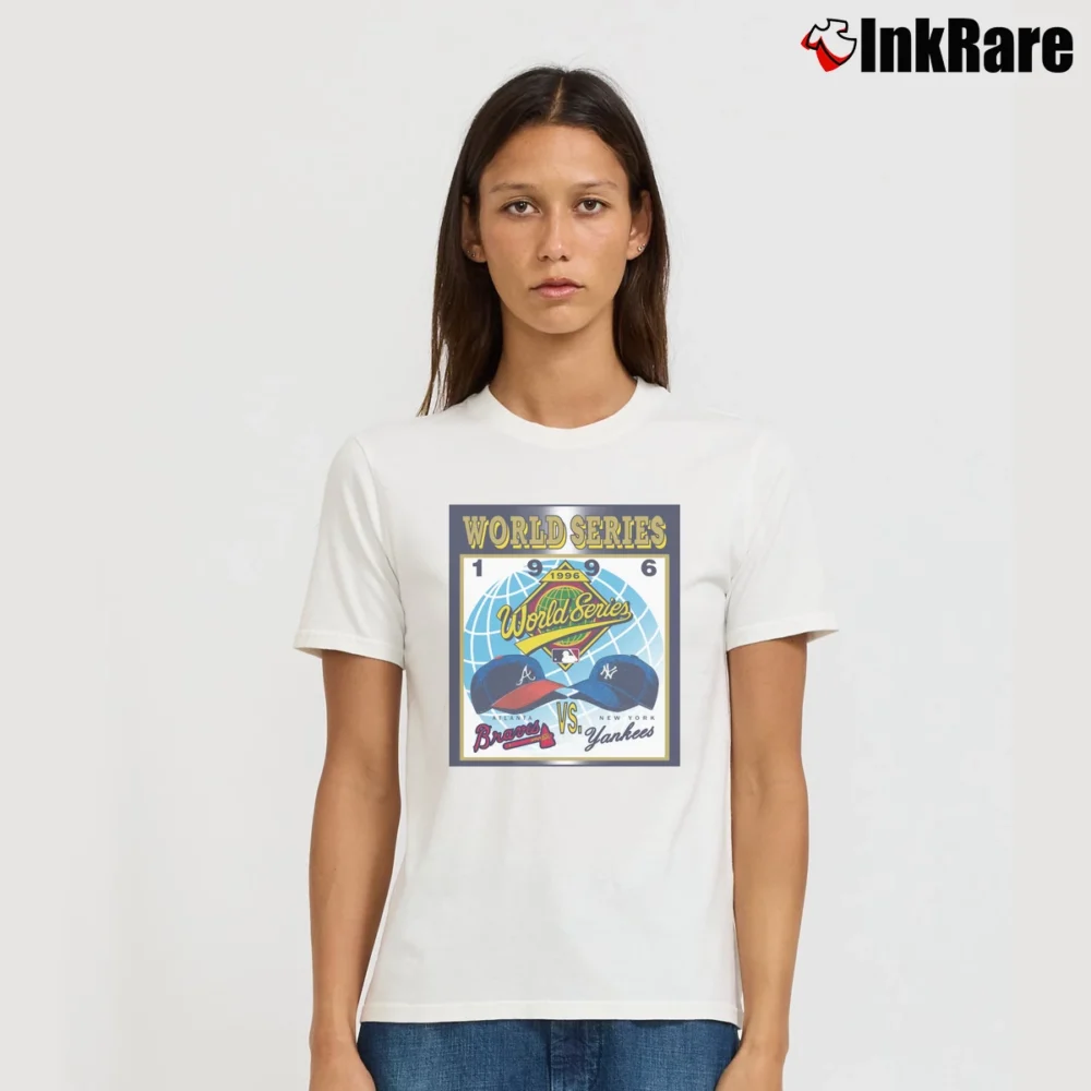 Women’s 1996 Mlb World Series Atlanta Braves Vs New York Yankees Graphic Signature T-Shirt in white | Soft, Flattering Fit