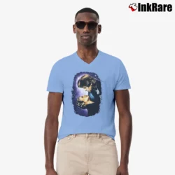 Men’s 1996 Star Wars Crossover Star Trek Graphic V-Neck Tee in light blue | Sharp, Breathable, Everyday Staple