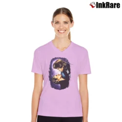 Women’s 1996 Star Wars Crossover Star Trek Graphic V-Neck Tee in light pink | Chic Neckline, Soft Texture