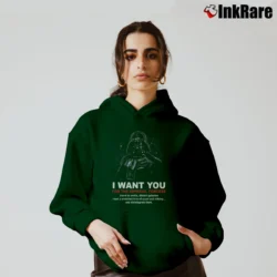 Women’s 1996 Star Wars Darth Vader I Want You Imperial Forces Parody Cozy Hoodie in forest green | Warm, Structured, Stylish