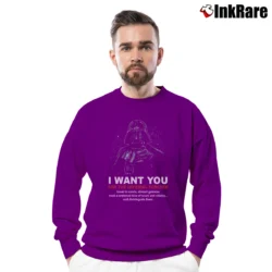 Men’s 1996 Star Wars Darth Vader I Want You Imperial Forces Parody Crewneck Sweatshirt in purple | Cozy Fabric, Clean Style
