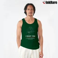 Men’s 1996 Star Wars Darth Vader I Want You Imperial Forces Parody Tank Top in forest green | Breathable, Active-Friendly Design