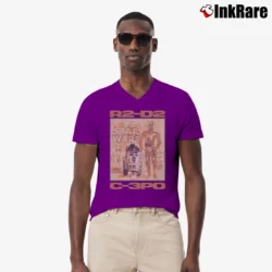 Men’s 1996 Star Wars R2 - D2 C - 3PO Vintage V-Neck Tee in purple | Sharp, Breathable, Everyday Staple