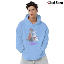 Men’s 1996 The Aristocats Disney Graphic Cartoon Pullover Hoodie in light blue | Cozy, Durable, Modern Fit