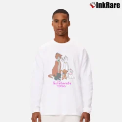 Men’s 1996 The Aristocats Disney Graphic Cartoon Long-Sleeve Shirt in white | Sleek, Lightweight, Year-Round Wear