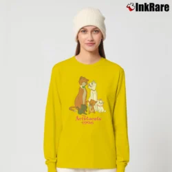 Women’s 1996 The Aristocats Disney Graphic Cartoon Long-Sleeve Top in yellow | Sleek, Versatile, All-Season