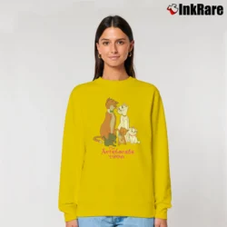 Women’s 1996 The Aristocats Disney Graphic Cartoon Relaxed Sweatshirt in yellow | Soft, Laid-Back Vibe