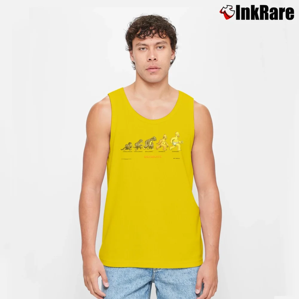 Men’s 1996 The Simpsons Homersapien Cartoon Character Classic Tank Top in yellow | Breathable, Active-Friendly Design