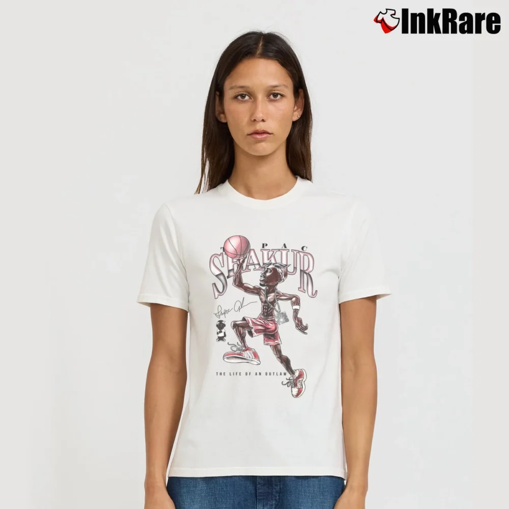 Women’s 1996 Tupac Shakur 2pac Life Of An Outlaw Signature T-Shirt in white | Soft, Flattering Fit