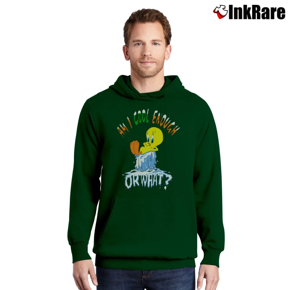 Men’s 1996 Tweety Bird Looney Tunes Pullover Hoodie in forest green | Cozy, Durable, Modern Fit