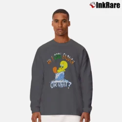 Men’s 1996 Tweety Bird Looney Tunes Long-Sleeve Shirt in charcoal | Sleek, Lightweight, Year-Round Wear