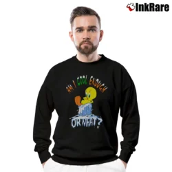 Men’s 1996 Tweety Bird Looney Tunes Crewneck Sweatshirt in black | Cozy Fabric, Clean Style