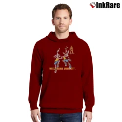 Men’s 1996 West Virginia Basketball Bugs Bunny Wile E Coyote Pullover Hoodie in maroon | Cozy, Durable, Modern Fit