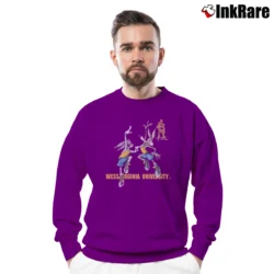 Men’s 1996 West Virginia Basketball Bugs Bunny Wile E Coyote Crewneck Sweatshirt in purple | Cozy Fabric, Clean Style