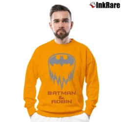 Men’s 1997 Batman And Robin DC Comics Crewneck Sweatshirt in orange | Cozy Fabric, Clean Style