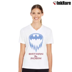 Women’s 1997 Batman And Robin DC Comics V-Neck Tee in white | Chic Neckline, Soft Texture