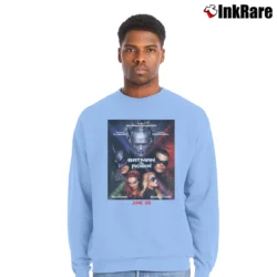 Men’s 1997 Batman And Robin Movie Cast Graphic Crewneck Sweatshirt in light blue | Cozy Fabric, Clean Style
