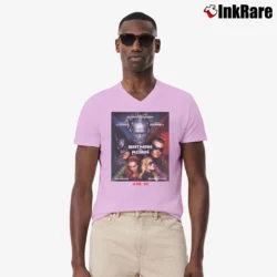 Men’s 1997 Batman And Robin Movie Cast Graphic V-Neck Tee in light pink | Sharp, Breathable, Everyday Staple