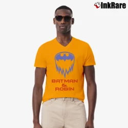 Men’s 1997 Batman And Robin Movie DC Comics V-Neck Tee in orange | Sharp, Breathable, Everyday Staple
