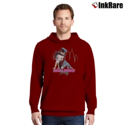 Men’s 1997 Betty Boop Broadway Showgirl New York Pullover Hoodie in maroon | Cozy, Durable, Modern Fit