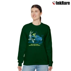 Women’s 1997 Bugs Bunny And Witch Hazel Looney Tunes Relaxed Sweatshirt in forest green | Soft, Laid-Back Vibe