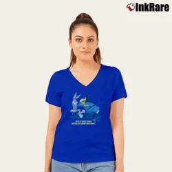 Women’s 1997 Bugs Bunny And Witch Hazel Looney Tunes V-Neck Tee in royal blue | Chic Neckline, Soft Texture